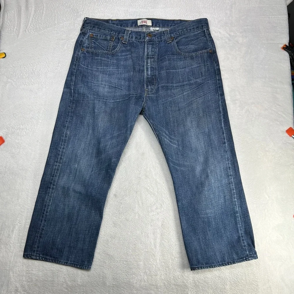 Levi's 501 Straight Leg Jeans Men's Blue Denim Pockets Classic‎ Zip Fly - W37